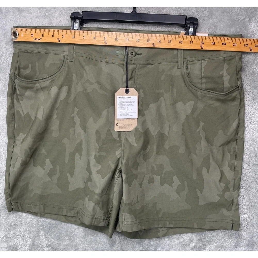 NWT prAna Women's Halle Short Plus II Size 20/07‎ Green Camo MSRP $69